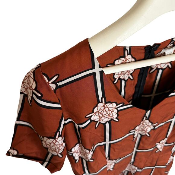 Fossil | Size 4 Galaxy Solar System Dress Burnt Orange Short Sleeve Striped - Picture 5 of 11